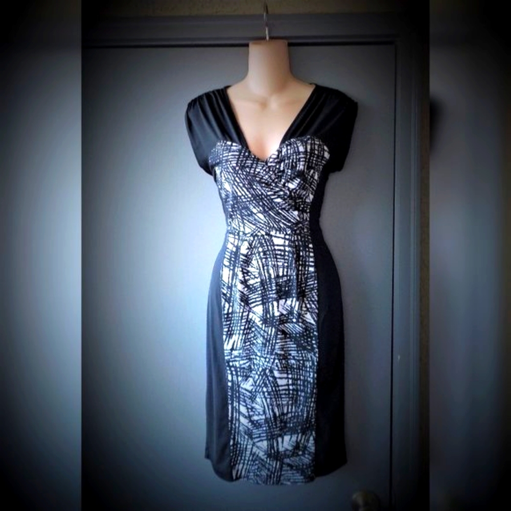 *Black & White BCBG Paneled Sheath Dress- Size M
